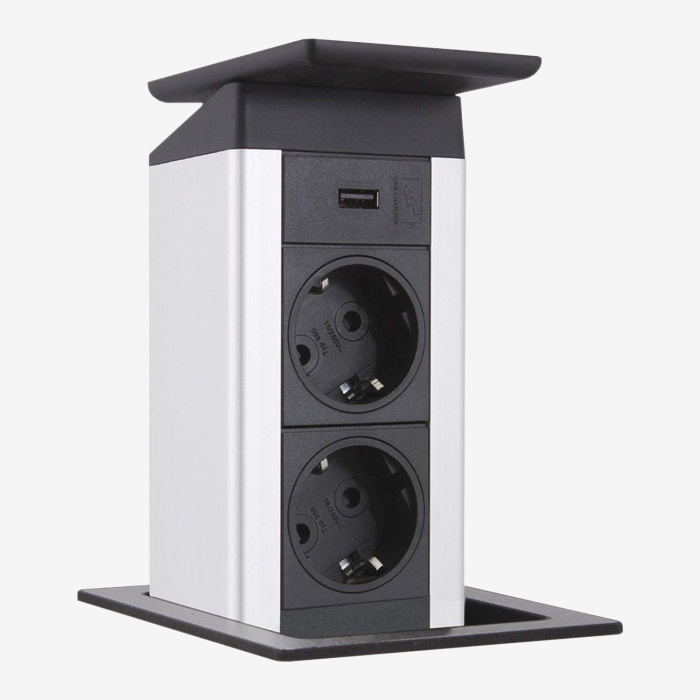 Врезной блок розеток EVOline PORT PUSH CUISINE CHARGER stainless steel 159311011200, EVOline