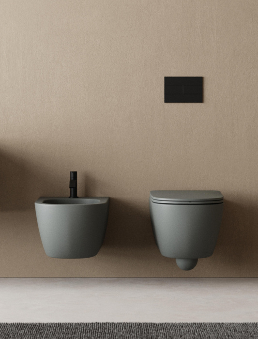 Подвесной унитаз Pin Rimless Wall-Hung Toilet безободковый, NIC Design