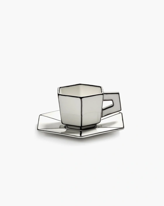 Чашка для эспрессо с блюдцем Espresso cup with saucer white-black Carte Blanche, Serax