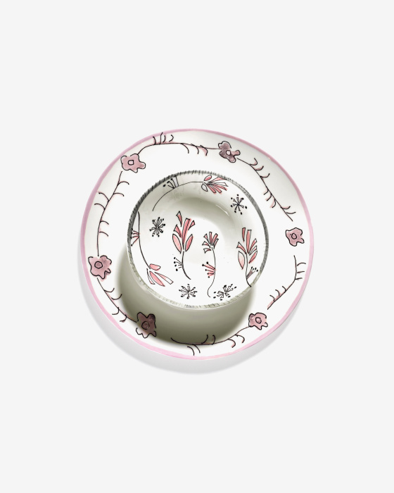Набор из 2-х глубоких чаш Low Bowl Fiore Rosa Midnight Flowers by Marni, Serax