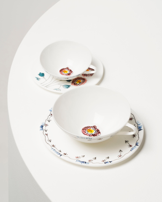 Набор из 2-х чайных пар Tea Cup + Saucer Anemone Milk Midnight Flowers by Marni, Serax