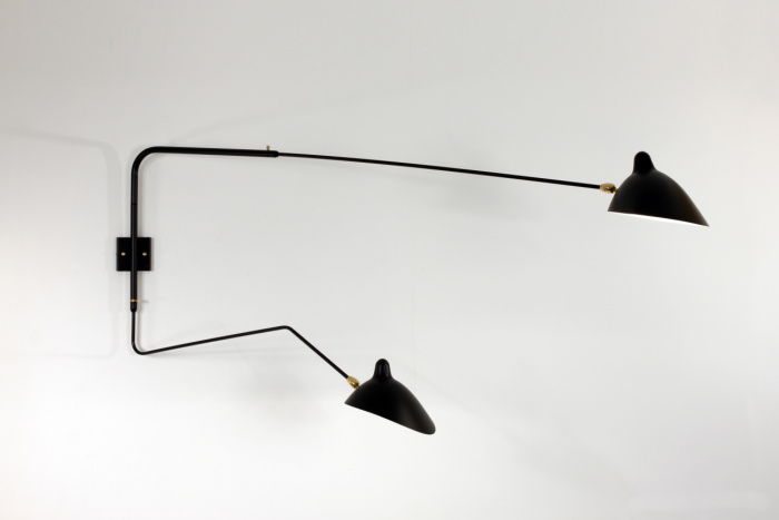 Бра Two-Arm One Curved Rotating Wall Sconce, Serge Mouille