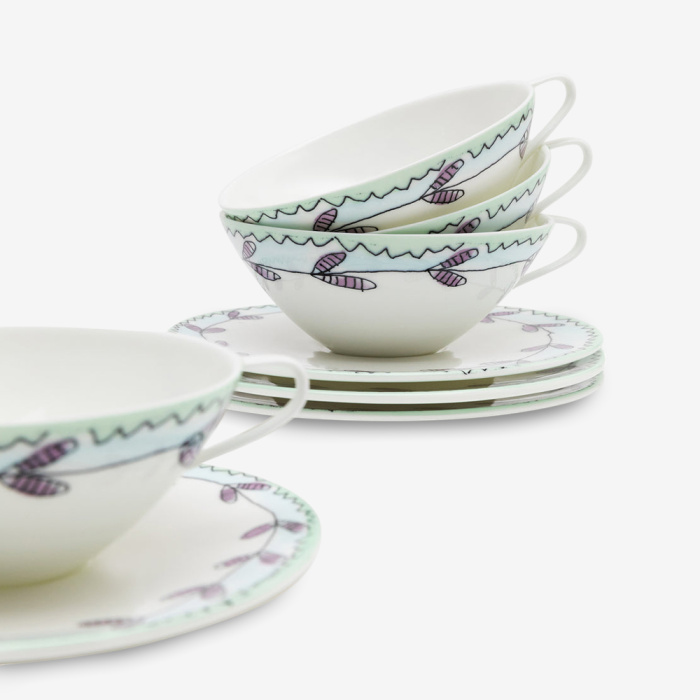 Чайный набор из 6 предметов Tea Set 6 pieces Blossom Milk Midnight Flowers, Serax