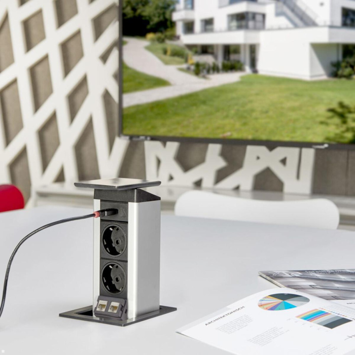 Врезной блок розеток EVOline PORT PUSH CUISINE CHARGER stainless steel 159311011200, EVOline