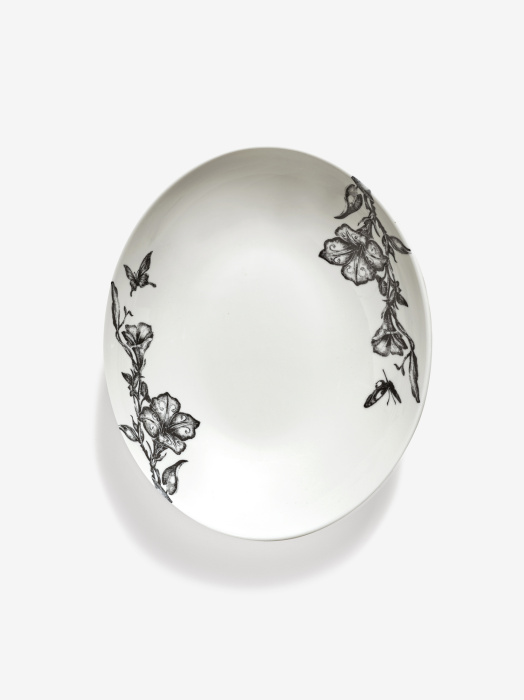 Сервировочная чаша Serving bowl oval magical blossom white-black Unity, Serax