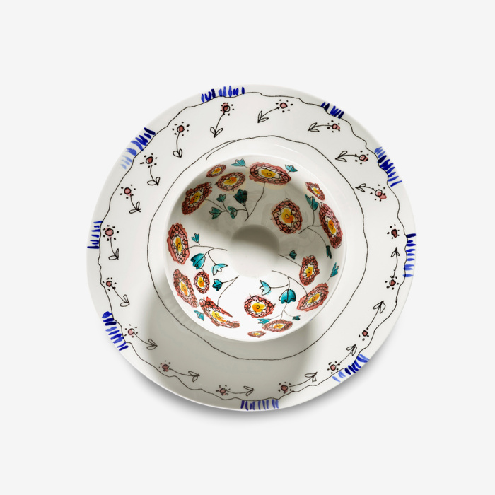 Набор посуды на 4 персоны Breakfast Set 12 Pieces Anemone Midnight Flowers, Serax