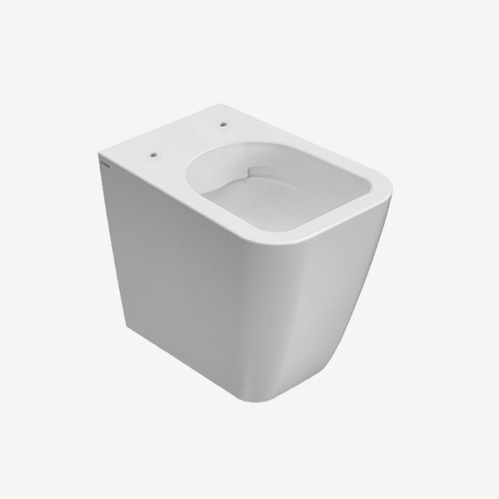 Напольный приставной унитаз Stone безободковый с сиденьем, Ceramica Globo