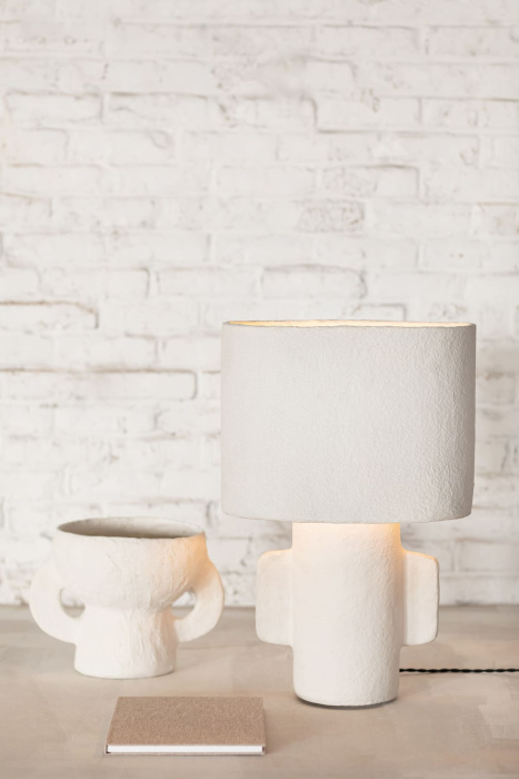 Ваза Vase With Handles Paper Mache Earth White by Marie Michielssen, Serax