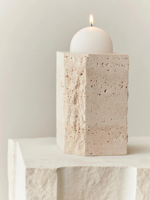 Подсвечник Gallery Object Candle Holder Travertine – Tall, Louise Roe