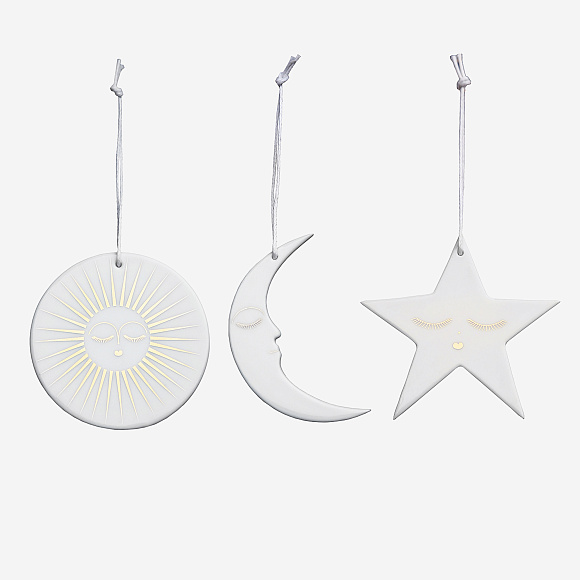 Набор из 3-х декоративных подвесов Sun, Moon and Stars, Räder