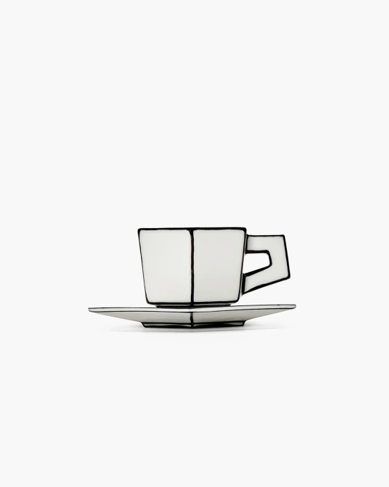 Чашка для эспрессо с блюдцем Espresso cup with saucer white-black Carte Blanche, Serax