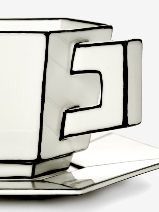 Чашка для капучино с блюдцем Cappuccino cup with saucer white-black Carte Blanche, Serax