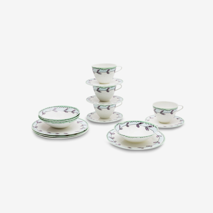 Набор посуды на 4 персоны Breakfast set 16 Pieces Blossom Milk Midnight Flowers, Serax