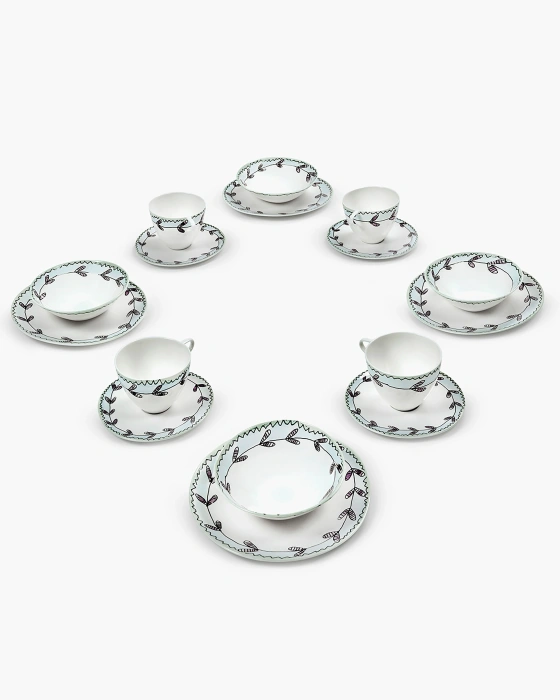 Набор посуды на 4 персоны Breakfast set 16 Pieces Blossom Milk Midnight Flowers, Serax