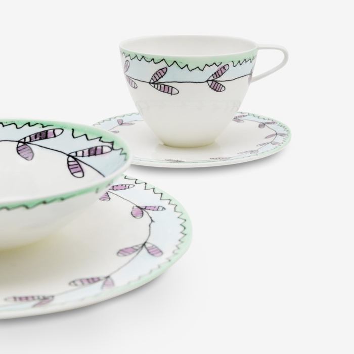 Набор посуды на 4 персоны Breakfast set 16 Pieces Blossom Milk Midnight Flowers, Serax