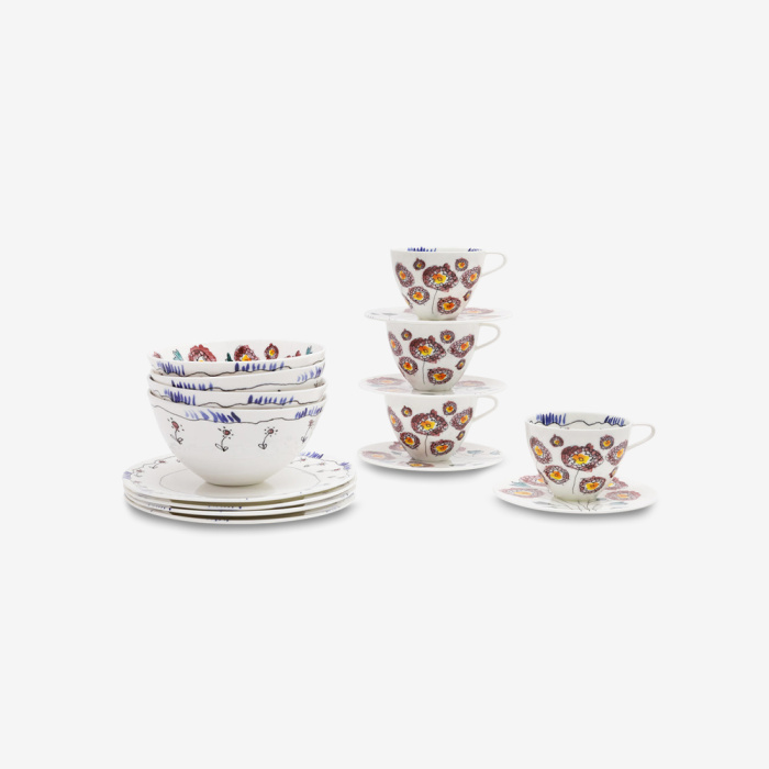 Набор посуды на 4 персоны Breakfast Set 12 Pieces Anemone Midnight Flowers, Serax