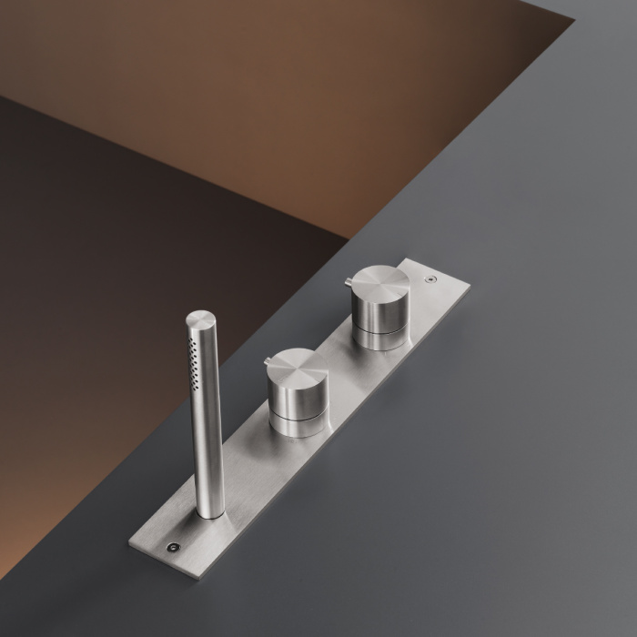 Термостатический смеситель на борт ванны с двухпозиционным переключателем и ручным душем MIL27, Cea Design