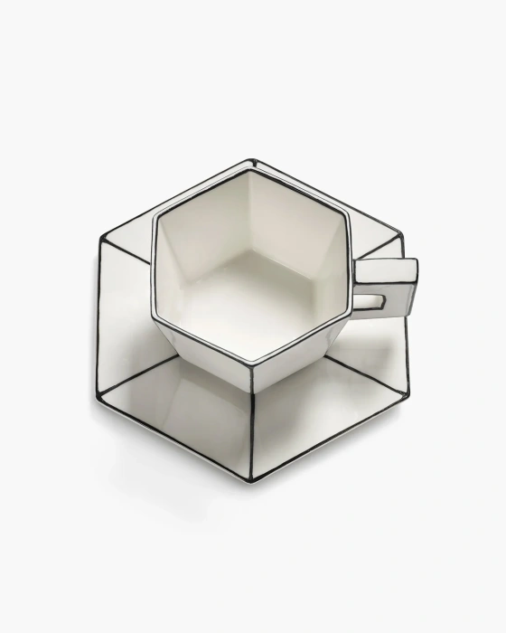 Набор из 2-х кофейных пар Cappuccino Cup with Saucer White-Black Carte Blanche, Serax