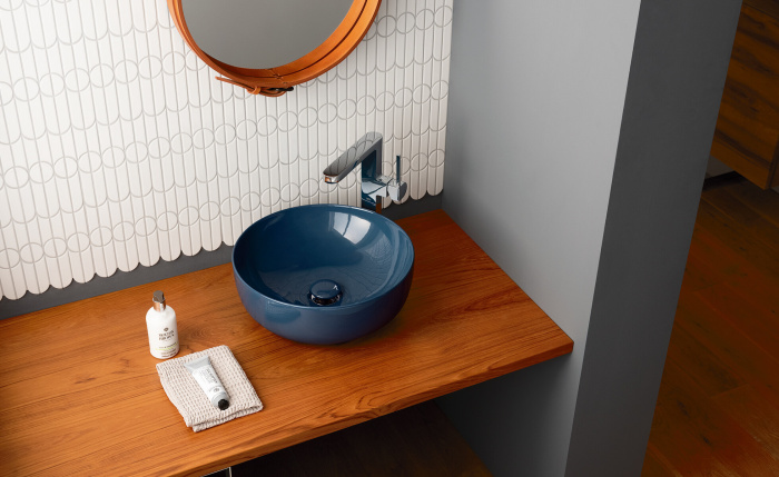 Накладная раковина без перелива Era Small On Top Bowl Ø40, Cielo