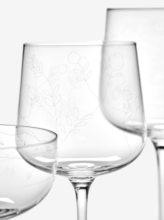 Набор из 4-х бокалов для белого вина White Wine Glass Mirtillo Tea Midnight Flowers by Marni, Serax