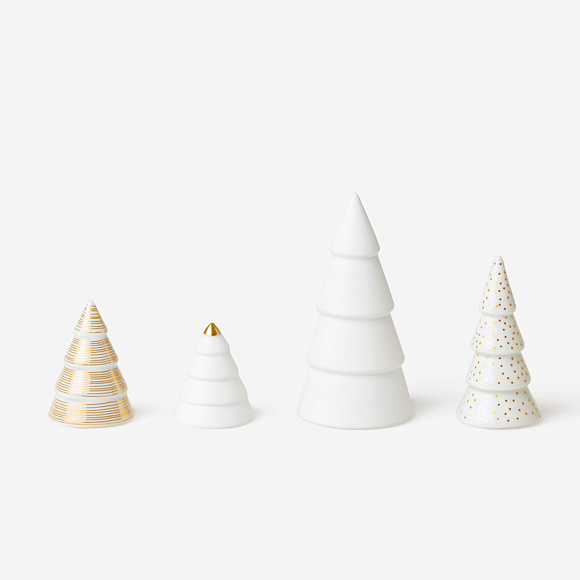 Набор из 4-х статуэток Porcelain stories Winter Village – Fir trees, Räder