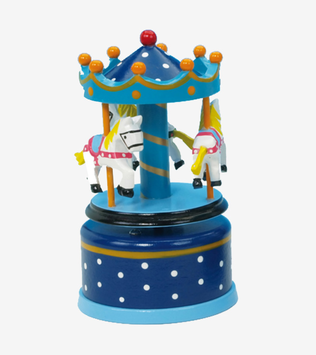 Музыкальная шкатулка-карусель Wooden carousel blue, Musicboxworld