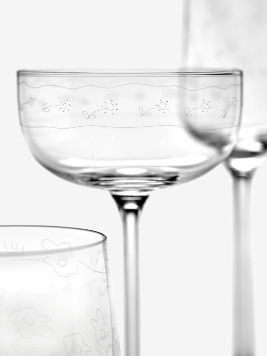 Набор из 4-х бокалов для шампанского Champagne Coupe Anemone Vaniglia Midnight Flowers by Marni, Serax