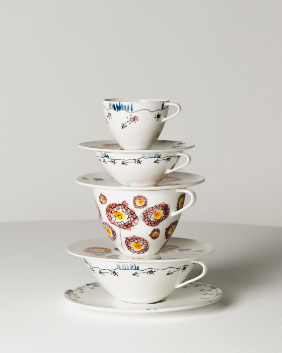 Набор из 2-х чайных пар Tea Cup + Saucer Anemone Milk Midnight Flowers by Marni, Serax