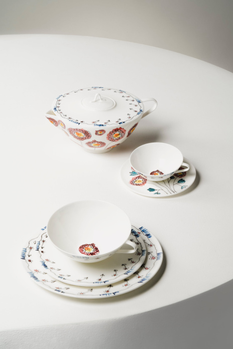 Набор из 2-х чайных пар Tea Cup + Saucer Anemone Milk Midnight Flowers by Marni, Serax