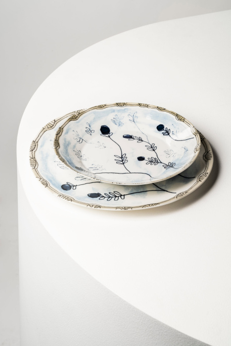 Набор из 2-х глубоких тарелок Deep Plate L Mirtillo Tea Midnight Flowers by Marni, Serax