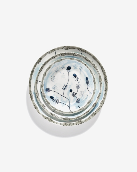 Набор из 2-х глубоких тарелок Deep Plate L Mirtillo Tea Midnight Flowers by Marni, Serax