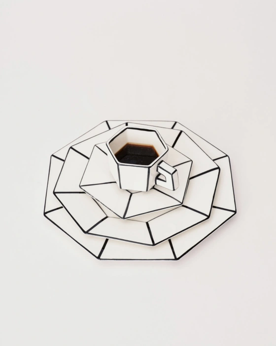 Чашка для эспрессо с блюдцем Espresso cup with saucer white-black Carte Blanche, Serax