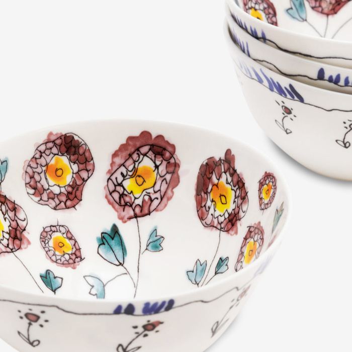 Набор посуды на 4 персоны Breakfast Set 12 Pieces Anemone Midnight Flowers, Serax