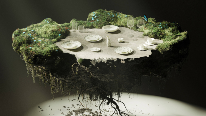 Тарелка Dinner plate enchanted garden white-black Unity, Serax