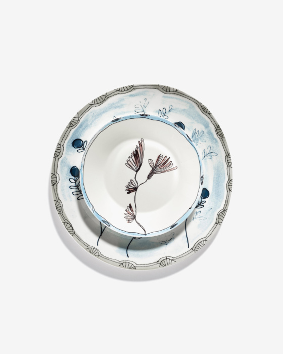 Набор из 2-х глубоких тарелок Deep Plate Camelia Aubergine Midnight Flowers by Marni, Serax