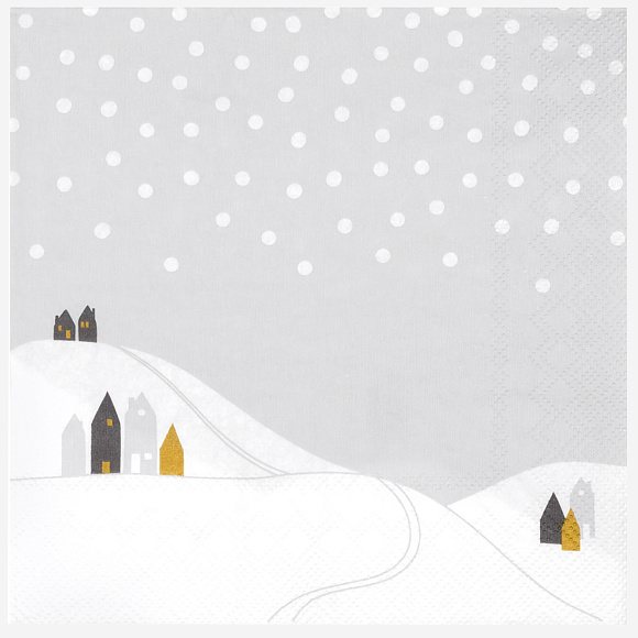 Набор бумажных салфеток Snowscape, 33x33 cm, Räder