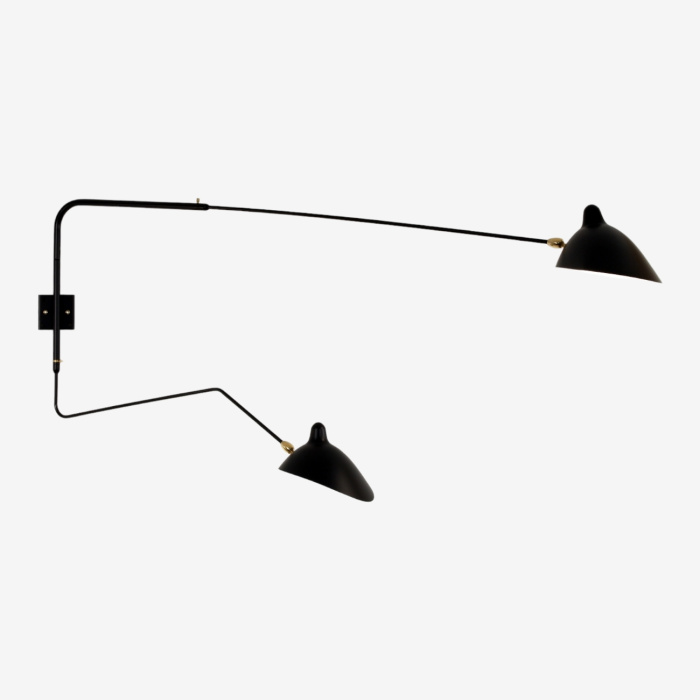 Бра Two-Arm One Curved Rotating Wall Sconce, Serge Mouille