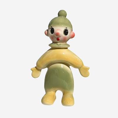 Скульптура Лыжник жёлто-зелёный 