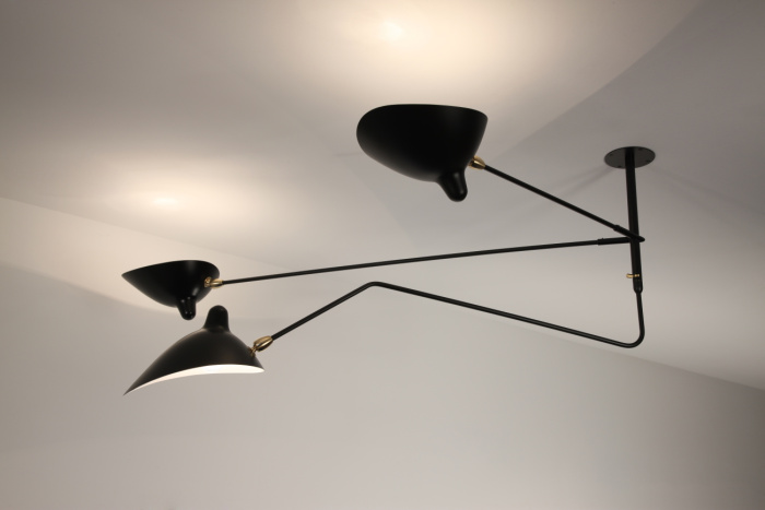 Подвесной светильник Three-Arm, One Curved Rotating Arm Ceiling Lamp, Serge Mouille