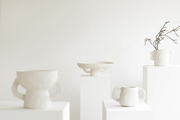 Поднос Tray Paper Mache Earth White by Marie Michielssen 