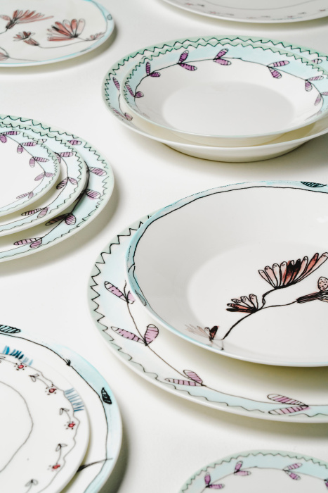 Набор из 2-х тарелок Plate Camelia Aubergine Midnight Flowers by Marni, Serax