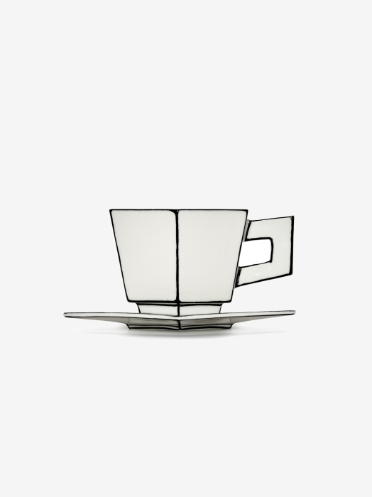 Чашка для капучино с блюдцем Cappuccino cup with saucer white-black Carte Blanche, Serax