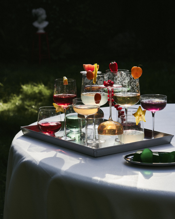 Набор из 4-х бокалов для шампанского Champagne Flute Camelia Aubergine Midnight Flowers by Marni, Serax