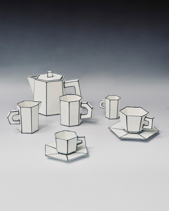 Чашка для капучино с блюдцем Cappuccino cup with saucer white-black Carte Blanche, Serax