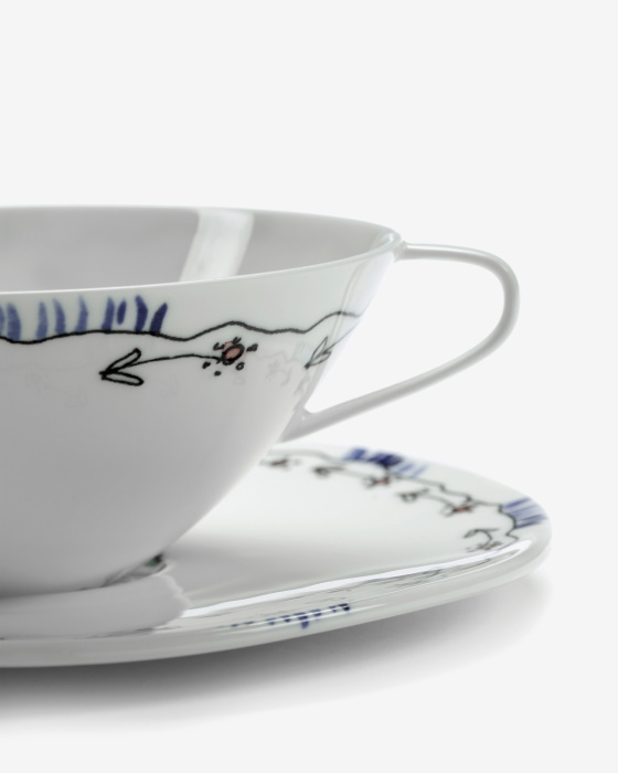 Набор из 2-х чайных пар Tea Cup + Saucer Anemone Milk Midnight Flowers by Marni, Serax