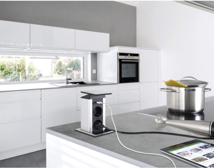 Врезной блок розеток EVOline PORT PUSH CUISINE CHARGER stainless steel 159311011200, EVOline