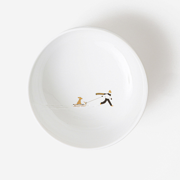 Глубокая чаша Snowy Day bowl — Dog tobogganing, Räder
