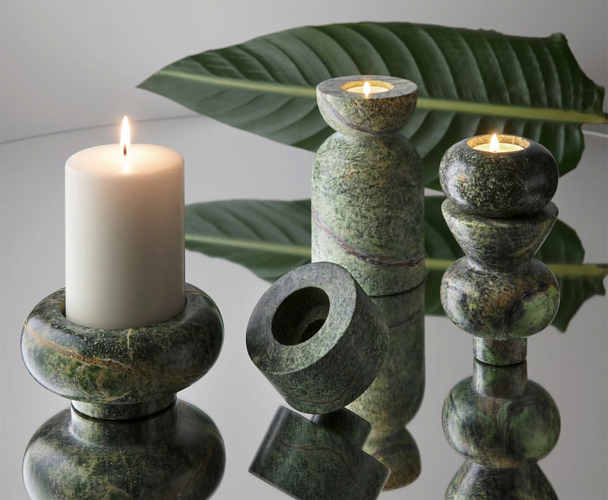 Подсвечник Stone Stacking green, Tom Dixon