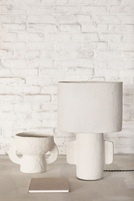 Ваза Vase With Handles Paper Mache Earth White by Marie Michielssen, Serax