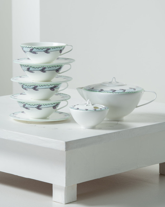 Чайный набор из 6 предметов Tea Set 6 pieces Blossom Milk Midnight Flowers, Serax